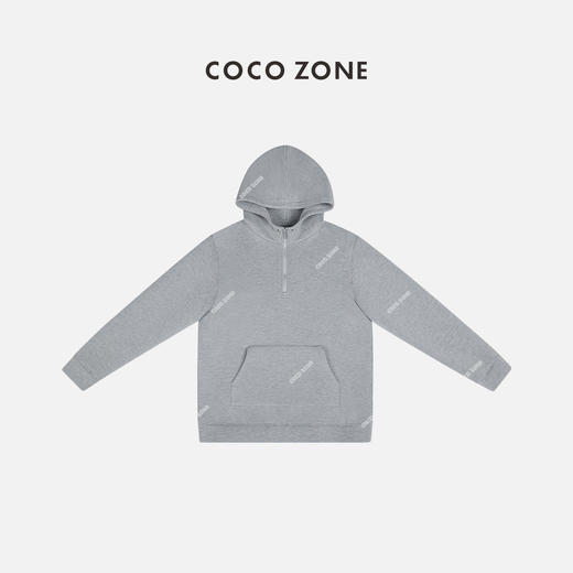 COCO ZONE美式连帽半拉链卫衣前幅口袋长袖上衣24C10061 商品图0