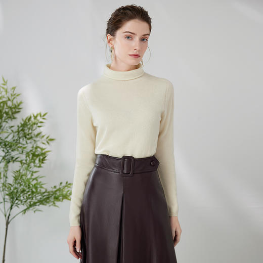 EITIE爱特爱冬季新款100%山羊绒舒适保暖高领套头纯色显瘦针织衫7201906 商品图7
