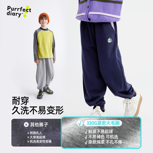 【330g重工毛圈】儿童刺绣休闲卫裤 PQK2432 商品图4