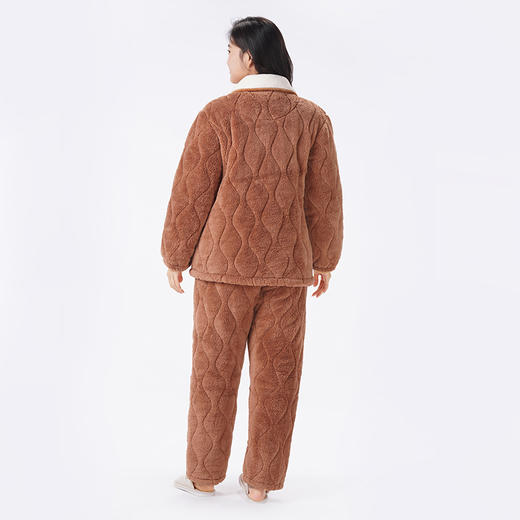 都市丽人睡衣夹棉系列长袖家居服法兰绒夹棉加厚女士夹棉套装LHT1U3 商品图3
