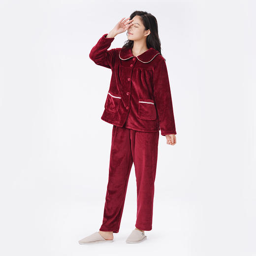 都市丽人睡衣超值精选长袖家居服双面法兰绒厚女士法兰绒套装LHT1K5 商品图2