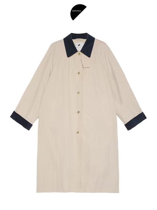 半圆/D24310385/简约撞色英伦长风衣 商品图3