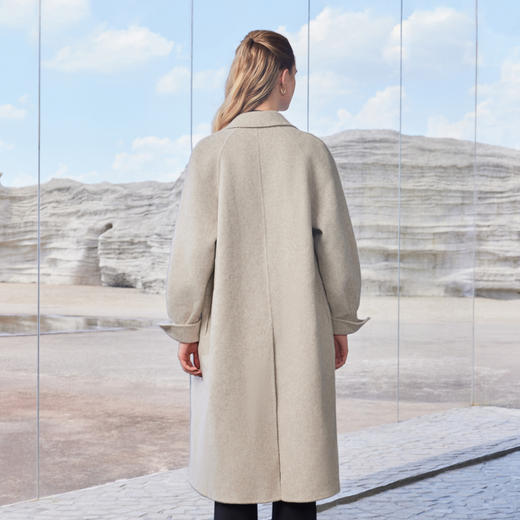 半身缘女装 冬季简约轻盈时尚双面长款保暖羊毛大衣244113M08813302 商品图3