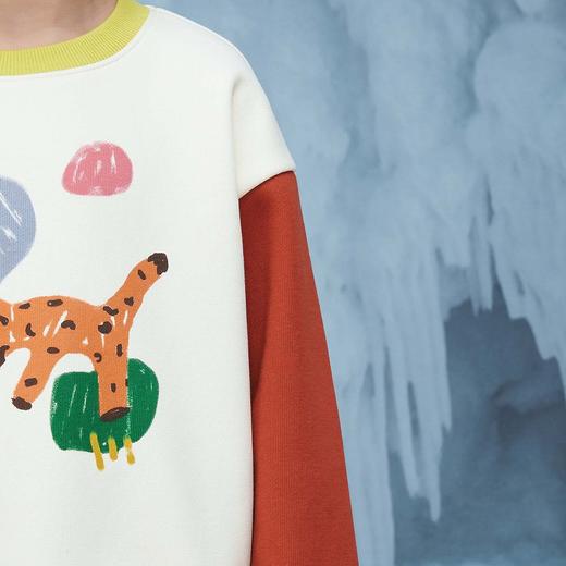 【MQD】童装男大童冬季新款趣味撞色卡通圆领红色新年卫衣儿童上衣 商品图2