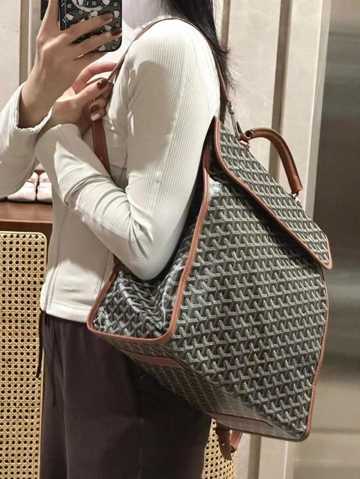 戈雅-狗牙狗牙Y字老花满印可折叠多口袋大容量 帆布拼小牛皮 手提包双肩包 中号 男女同款情侣款 11色可选（CB） 商品图6