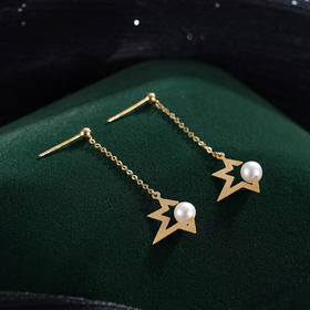 子佩集G18K珍珠耳钉【K90025181】K金珍珠枫叶2409