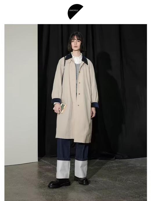 半圆/D24310385/简约撞色英伦长风衣 商品图1