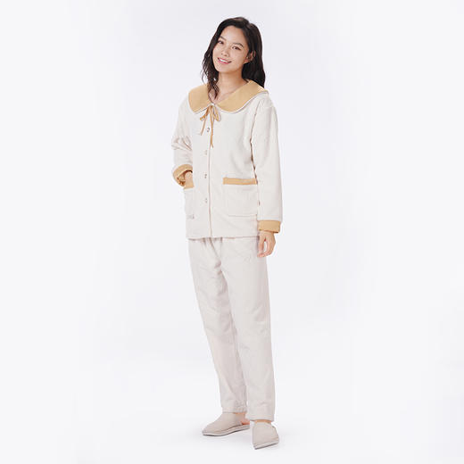 都市丽人睡衣生活家居长袖家居服法兰绒压花厚女士法兰绒套装LHT1N3 商品图2