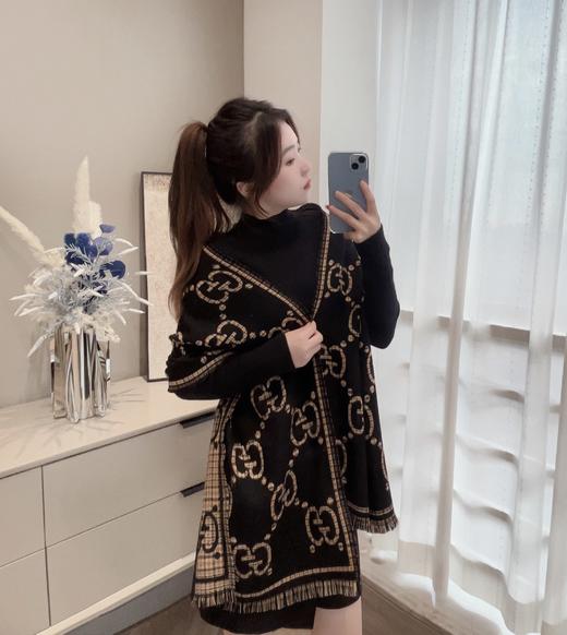 古驰 GG 《千鸟格双面大G》 围巾 四色合集（CB） 商品图3