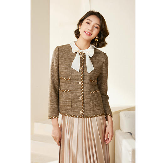 乔万尼秋冬新款小香风绵羊毛外套复古高级感EM3B305 商品图1