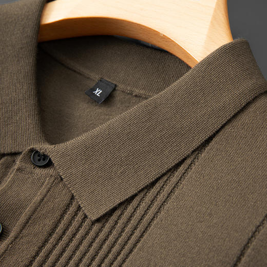 【新款DPF】大依优型翻领毛衣针织短袖背心休闲针织衫毛背心满印字母加肥加大上衣男士胖子大码毛衫t恤打底 商品图2