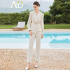 AD设计感小V领接拼雪纺衬衫上衣女高端职业两件套时尚阔腿裤套装 商品缩略图1