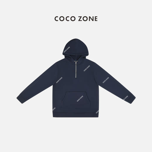 COCO ZONE美式连帽半拉链卫衣前幅口袋长袖上衣24C10061 商品图1
