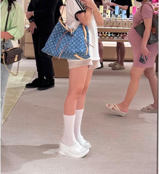 驴家|Carryall MM 老花满印按扣开合 牛仔布拼皮革 手提单肩包 中号 女款 蓝色（CB） 商品图2