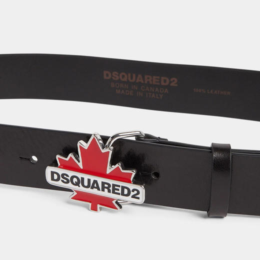 【一】DSQUARED2 男士枫叶饰牌牛皮腰带 黑色 BEM0563 12900001 2124 商品图2