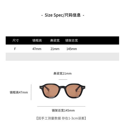 THESOONG|极简设计轻便双色拼接手工制作黑框墨镜HWZB4565 商品图2