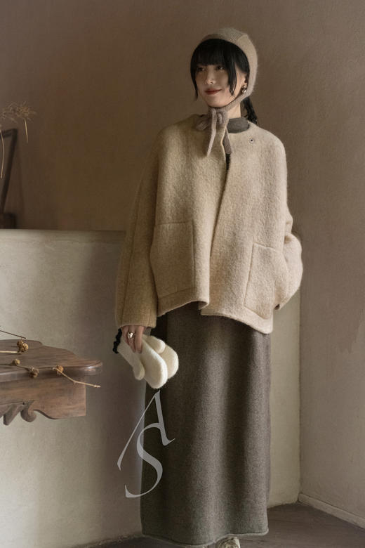 Gunia 浅褐色羊毛手织童话帽 商品图1