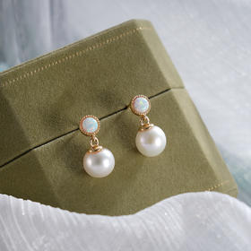子佩集S925银珍珠耳钉【YE0808】纯银珍珠欧珀镀金2409