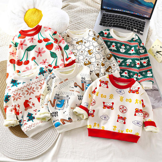 【休闲韩版，游玩逛街，一款搞定】儿童毛衣秋冬新款 男童宝宝加绒加厚 女童外套长袖卫衣童装-QQ 商品图0