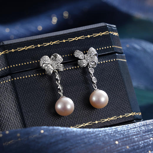 子佩集S925银珍珠耳钉【XXEH085】纯银珍珠蝴蝶结2409 商品图2