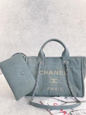 香奈儿春夏水洗做旧牛仔沙滩包单肩包手提包（HH）