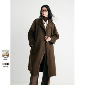 棉仓357666016-羊毛大衣简约立领单排扣廓形双面呢大衣