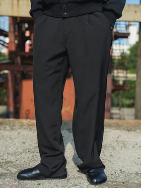 BK2024秋季黑色宽松微弹休闲西裤