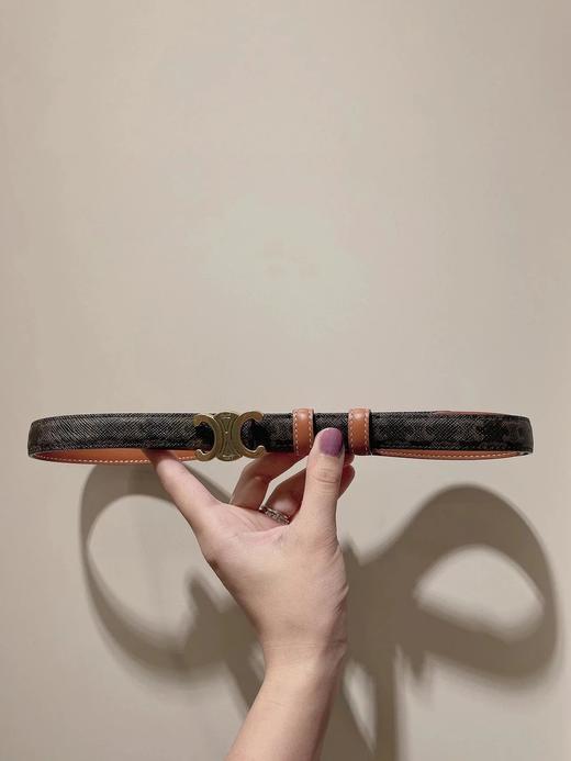 赛琳TRIOMPHE 小号标志印花和牛皮革腰带1.8cm|yh（HH） 商品图0