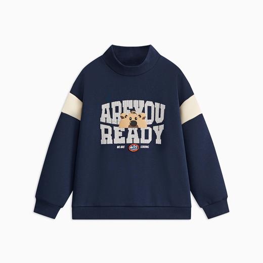 【MQD】童装男大童冬新款学院风撞色拼接加绒保暖半高领卫衣 商品图4