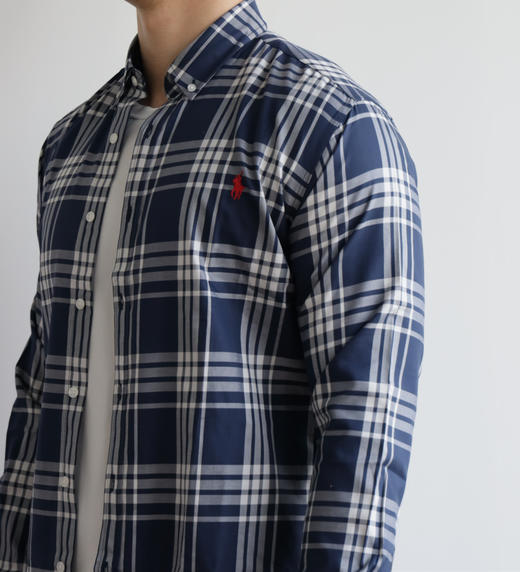 R.L 蓝色格纹 全棉长袖衬衫 CS212 商品图0