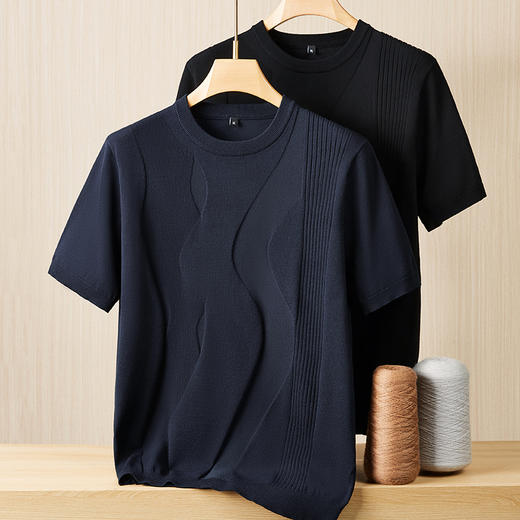 【新款DPF】大依优型毛衣针织短袖背心休闲针织衫毛背心满印字母加肥加大上衣男士胖子大码毛衫t恤打底 商品图0