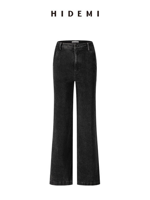 HIDEMI 多重水洗做旧感磨砂灯芯绒中高腰显瘦直筒裤 商品图7