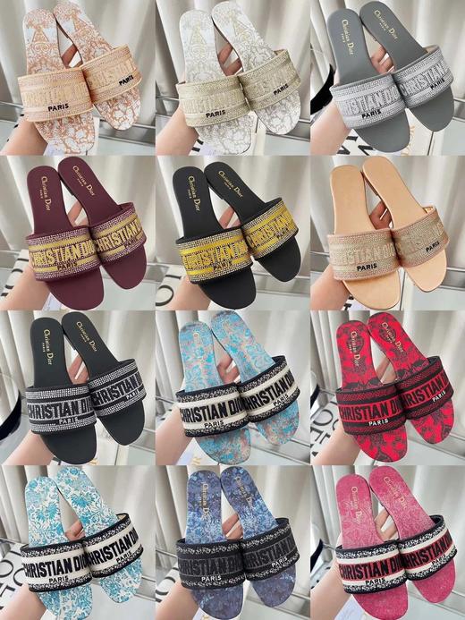 迪家|Dway平底*刺绣拖鞋同步官网多色可选拍下联系客服备注款式|HD 商品图1