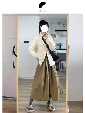 半圆/D24310329/简约果实纽扣水洗衬衫