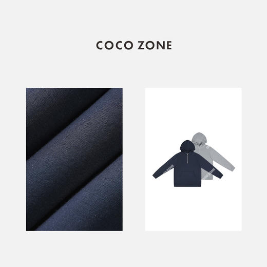 COCO ZONE美式连帽半拉链卫衣前幅口袋长袖上衣24C10061 商品图2