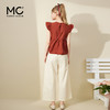 mc2红色圆领飞飞袖小衫+九分直筒阔腿裤套装女夏季新款松弛感穿搭 商品缩略图2