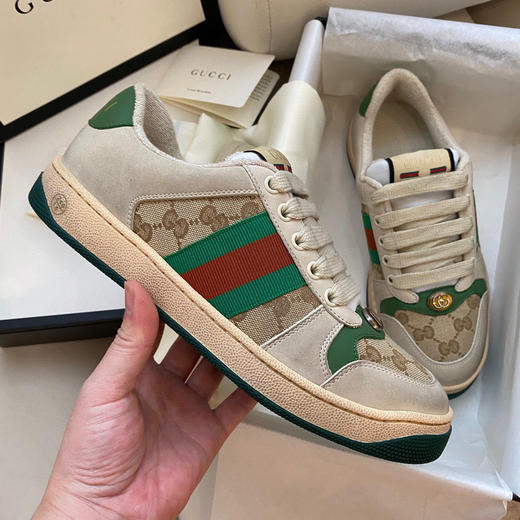 GUCCI古驰 Screener 帆布 GG珐琅 脏脏鞋 时尚板鞋 男女同款（HC） 商品图6