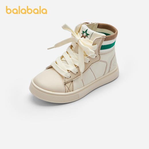 巴拉巴拉童鞋儿童板鞋男童高帮小白鞋秋冬鞋子防滑撞色校园风百搭 商品图0