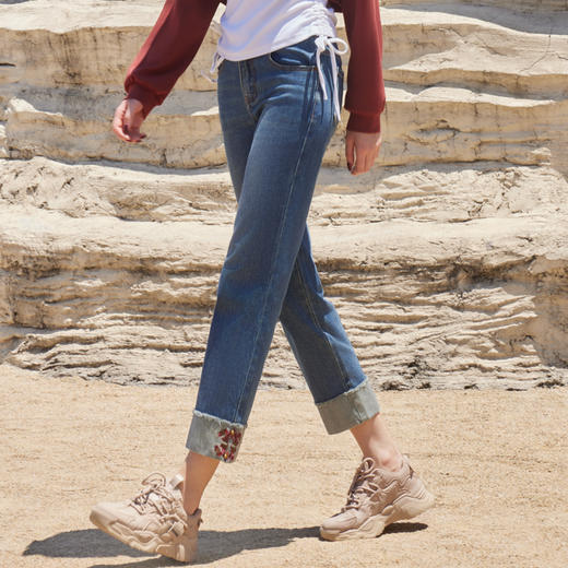 半身缘女裤 秋季新品九分牛仔显瘦小直筒裤百搭253102U30102533 商品图1