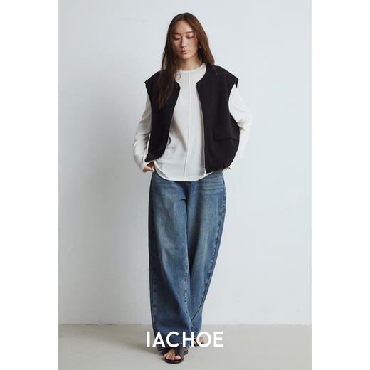 棉仓3561599001-秋装搭配*宽松背心马甲 拉链宽松马甲短外套 商品图3