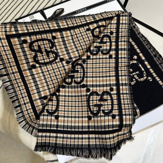 古驰 秋冬新款，主打的gg时髦复古双面羊毛围巾/双色 商品图8