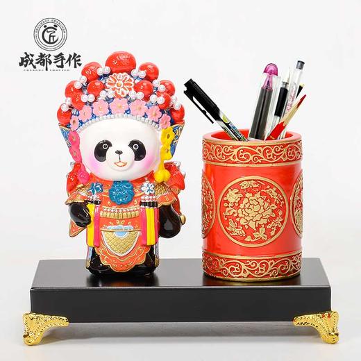 成都手作 熊猫笔筒 非遗泥塑工艺品 书房办公装饰 中国风摆件 商品图4