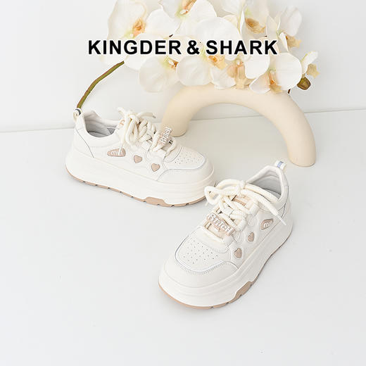 经典鲨2024年秋季款时尚韩版拼色系带平底通勤休闲小白鞋女KW326-D37191 商品图2