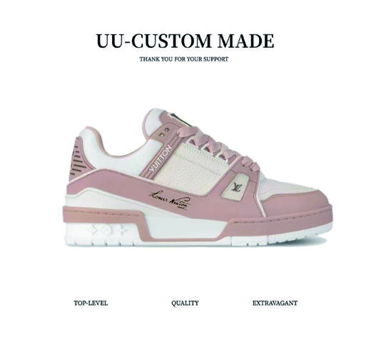 驴家  Trainer  圆头系带  低帮 板鞋 女款 粉白/玫瑰粉/灰褐色（HC） 商品图1