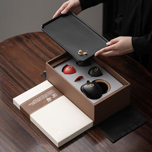 知者觉器中国红蜗牛干泡盘提梁壶 商品图4