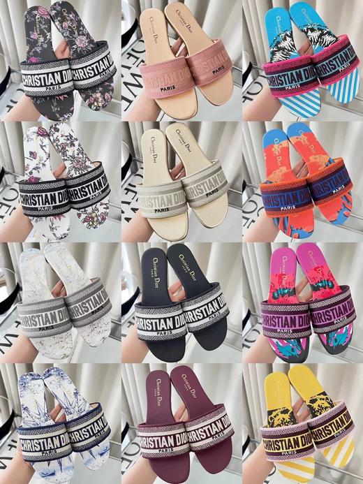 迪家|Dway平底*刺绣拖鞋同步官网多色可选拍下联系客服备注款式|HD 商品图3