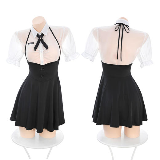 霏慕 前胸抽褶透身学院风套装6493御姐风秘书性感纯欲新款ol教师cos学院风透明JK制服夜店套装  均码 商品图11