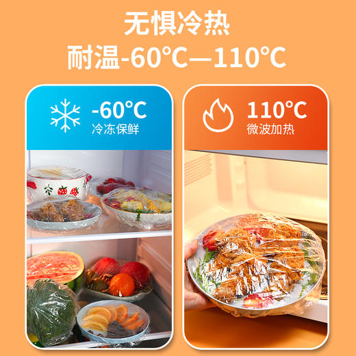 【买一次用一年】inwejia 一次性保鲜膜套 100枚/袋*4 食品级家用保鲜袋，自带松紧口浴帽式保鲜膜套，防尘防虫免手撕，方便快捷，多盘通用 商品图2