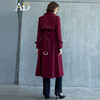 AD红色风衣女款2024新款春秋长袖外套宽松版中长款显瘦双排扣大衣 商品缩略图3