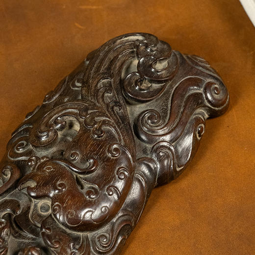 清 紫檀木雕龙凤纹臂搁 商品图3